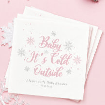 Roze Winter Baby Het is koud buiten Baby shower