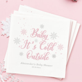 Roze Winter Baby Het is koud buiten Baby shower Servet