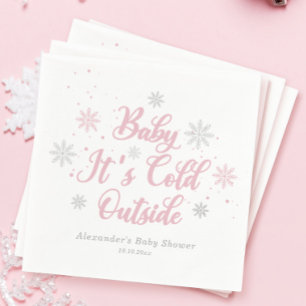 Roze Winter Baby Het is koud buiten Baby shower Servet