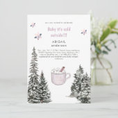 Roze Winter Baby Het is Koud Buiten Snowy Shower I Kaart (Staand voorkant)