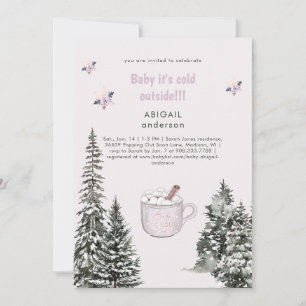 Roze Winter Baby Het is koud buiten Snowy Shower Kaart