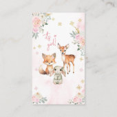 Roze winter baby meisje douche luier verloting kaa informatiekaartje (Achterkant)