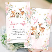 Roze winter baby meisje douche luier verloting kaa informatiekaartje