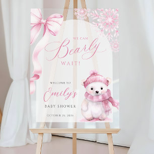 Roze Winter Baby Shower Acrylen Welkom Bord