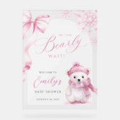 Roze Winter Baby Shower Acrylen Welkom Bord (Voorkant)