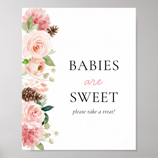 Roze Winter Baby shower Baby's zijn zoet Poster (Voorkant)