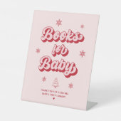 Roze Winter Baby shower Boeken voor Baby Reclamebord Met Voetstuk (Voorkant)