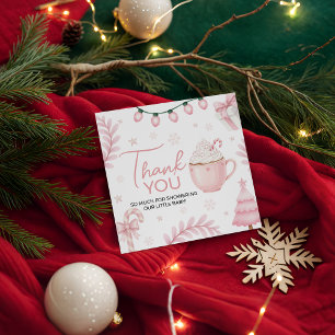 Roze winter baby shower favor tag bedankjes labels