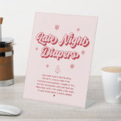 Roze Winter Baby shower Late Night Luiers Game Reclamebord Met Voetstuk (Insitu)