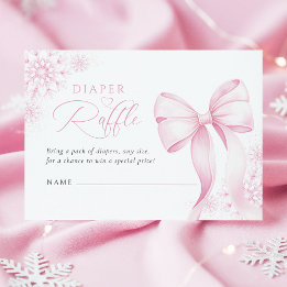 Roze Winter Baby Shower Luier Raffle Informatiekaartje