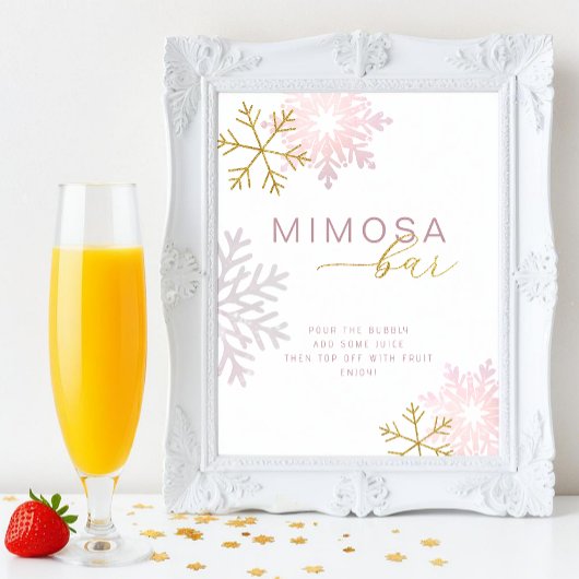 Roze Winter Baby Shower Mimosa Bar Bord