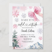 Roze Winter Baby shower Uitnodiging (Voorkant)