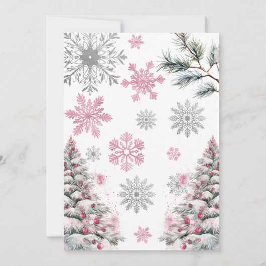 Roze Winter Baby shower Uitnodiging (Achterkant)