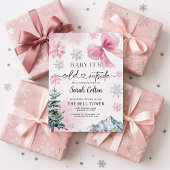 Roze Winter Baby shower Uitnodiging