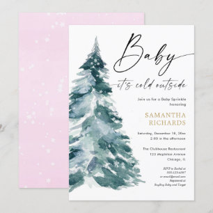 Roze Winter baby strooi het is koud buiten douche Kaart