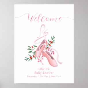 Roze Winter Ballerina Tutu Baby Shower Welkom  Poster