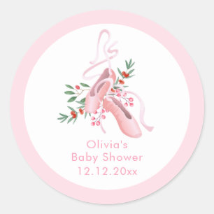 Roze Winter Ballerina Tutu Koude Baby Shower  Ronde Sticker