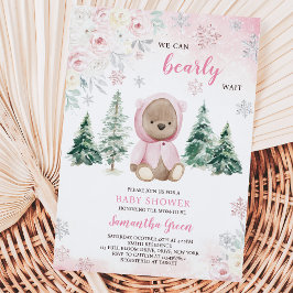 Roze Winter Beer Baby Shower Kaart