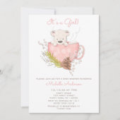 Roze Winter Beer Meisje Baby shower Kaart (Voorkant)