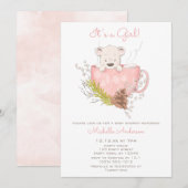 Roze Winter Beer Meisje Baby shower Kaart (Voorkant / Achterkant)