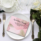 Roze Winter Berry Bloemen Kerstmis Minimale QR-cod All In One Uitnodiging