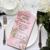 Roze Winter Berry Bloemen Kerstmis Minimalist All In One Uitnodiging