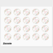 Roze Winter Bloem Sneeuwvlok Baby Shower Ronde Sticker (Vel)