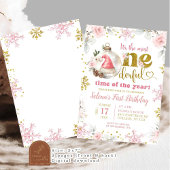 Roze Winter Bloemen Eerste Eervolle Verjaardag Mei Kaart