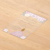 Roze Winter Blond Haar Prinses Zoet Zestien Acryl Uitnodigingen (Laagn)