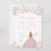 Roze Winter Blond Haar Prinses Zoet Zestien Bedankkaart (Voorkant)