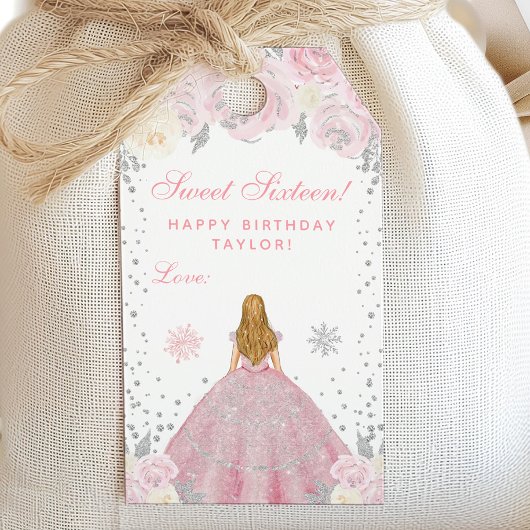 Roze Winter Blond Haar Prinses Zoet Zestien Cadeaulabel