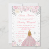 Roze Winter Blond Haar Prinses Zoet Zestien Kaart (Voorkant)