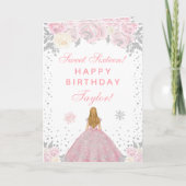 Roze Winter Blond Haar Prinses Zoet Zestien Kaart (Voorkant)