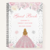 Roze Winter Blond Haar Prinses Zoet Zestien Notitieboek (Voorkant)