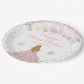 Roze Winter Blond Haar Prinses Zoet Zestien Papieren Bordje (Gekanteld)