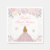 Roze Winter Blond Haar Prinses Zoet Zestien Servet (Voorkant)