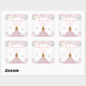 Roze Winter Blond Haar Prinses Zoet Zestien Vierkante Sticker (Vel)
