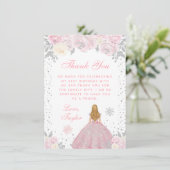 Roze Winter Blonde Haar Prinses Verjaardagsfeest Bedankkaart (Staand voorkant)