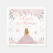 Roze Winter Blonde Haar Prinses Verjaardagsfeest Servet (Voorkant)