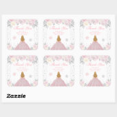 Roze Winter Blonde Haar Prinses Verjaardagsfeest Vierkante Sticker (Vel)