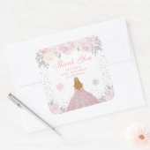 Roze Winter Blonde Haar Prinses Verjaardagsfeest Vierkante Sticker (Envelop)