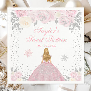 Roze Winter Blonde Haren Prinses Sweet Sixteen Servet