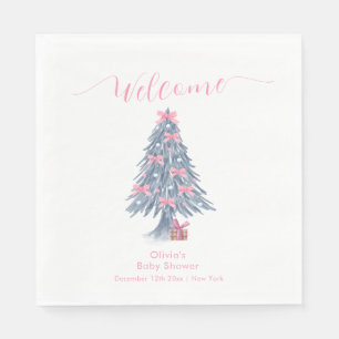 Roze Winter Boog Kerstboom Baby Shower Welkom Servet
