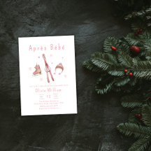 Roze Winter Bos Après Bébé Ski Baby Shower 