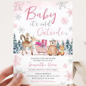Roze Winter Bos Baby Shower Kaart