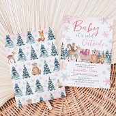 Roze Winter Bos Baby Shower Kaart