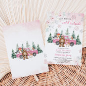 Roze Winter Bos Baby Shower Kaart
