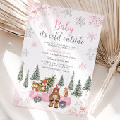 Roze Winter Bos Baby Shower Kaart