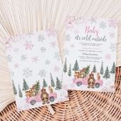 Roze Winter Bos Baby Shower Kaart