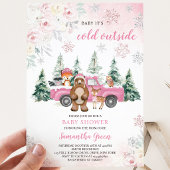 Roze Winter Bos Baby Shower Kaart